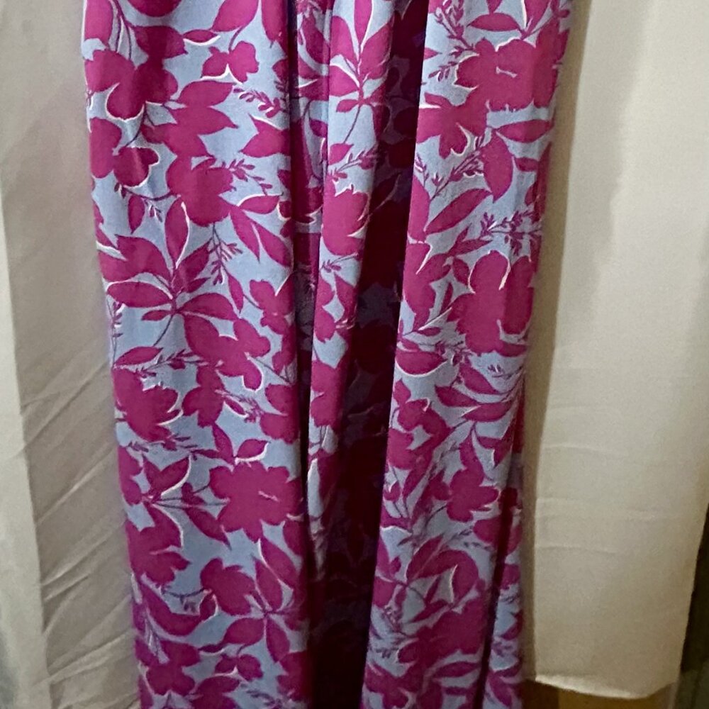 Kori Plus 1XL Floral Ruffle Jumpsuit Baby Blue Magenta Cottagecore NWOT - Picture 11 of 11
